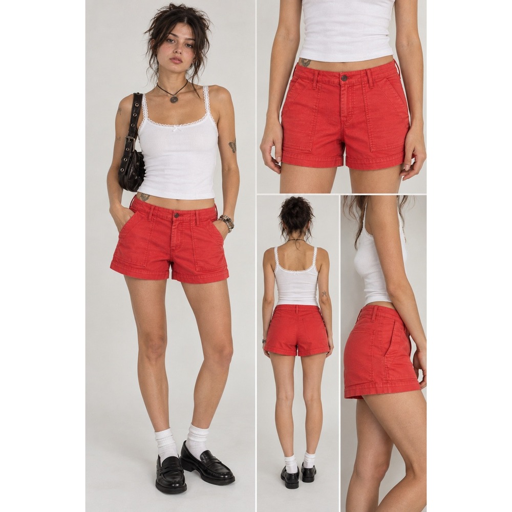 J.Crew Womens CS660 High Rise Cotton Chino Patch Pocket Shorts Red Size 25 NWT
